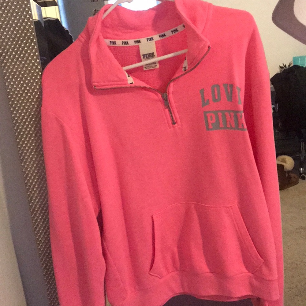 PINK half-zip pull over sweater